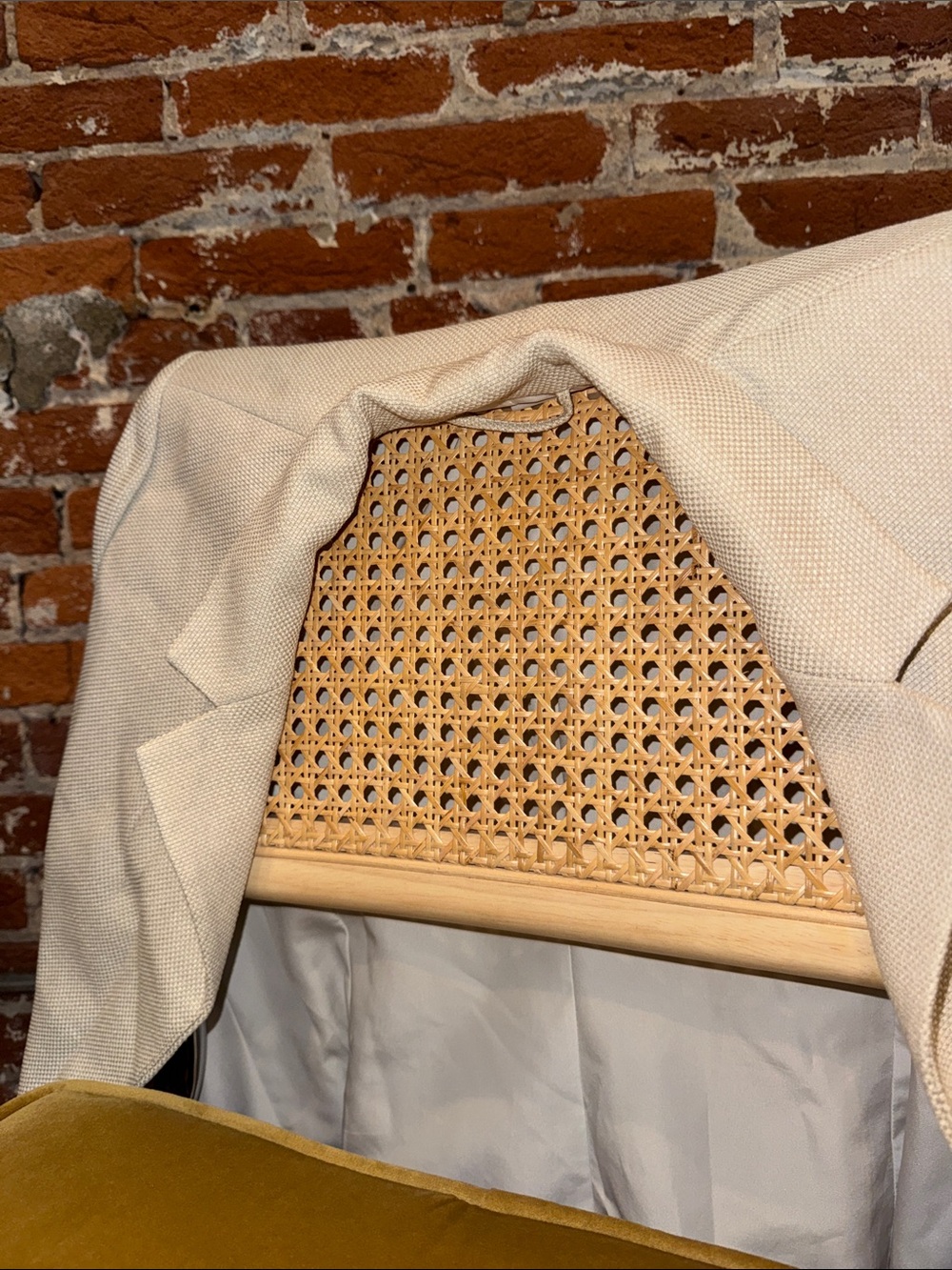 Cream Textured Women's Blazer Jacket